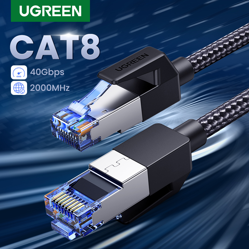 UGREEN Cat 8 Ethernet Cable High Speed Braided 40Gbps 2000Mhz Network Cord Cat8 RJ45 Shielded Indoor Outdoor Heavy Duty LAN Cables Compatible for Gaming PC PS5 PS4 PS3 Xbox Modem Router 15FT 