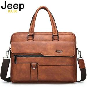 Jeep Buluao Men's business office bag Handbag hot large Capacity leather brief case