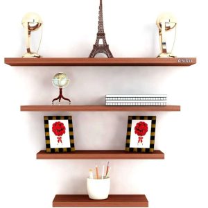 (Stylish Designs),Set of 4 Flat Delightfull Wall Mount Shelves Floating Wall Shelf Book Shelf Decorative Wooden Shelves Storage Display Rack