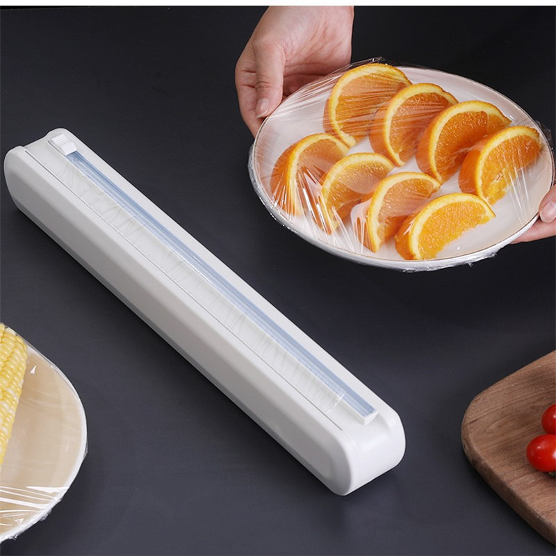 Food Wrap Dispenser Plastic Cutter Foil Cling Film Storage Holder Box  Kitchen