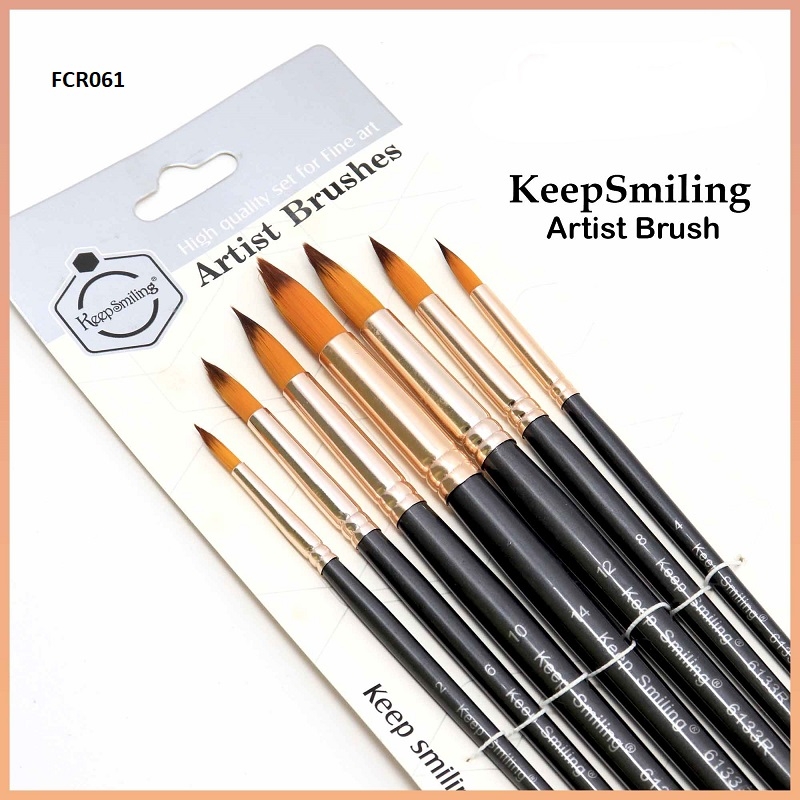 Keep Smiling Artist Flat Brush Set of 12 pc for Acrylic and Watercolor