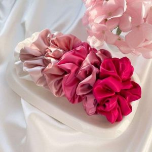 Pink Shades Silk Scrunchie Set Rose Silk Scrunchy Pack