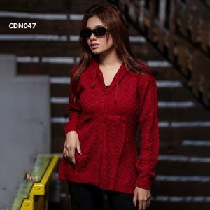 Women Maroon Solid Hooded Sweaters ( Free Size ) DM-515 CDN047