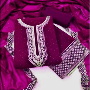 Unstitched Embroidered Georgette Four Piece