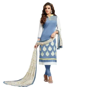Unstitched Block Printed Cotton Salwar Kameez For Women