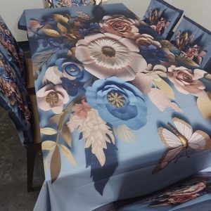 Exclusive 3D Print Table cloth With 6 pcs Chair Cover TBL016