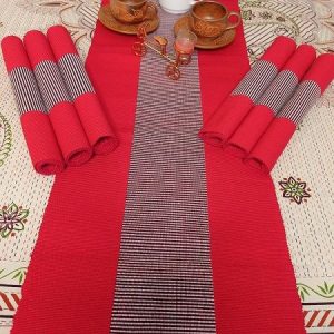 Dining Table Runner with 6 pcs Mat