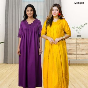 100% Soft Cotton Lais Work Gown Maxi Combo