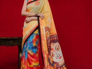 Premium Digital Printed Half Silk Saree-2386S