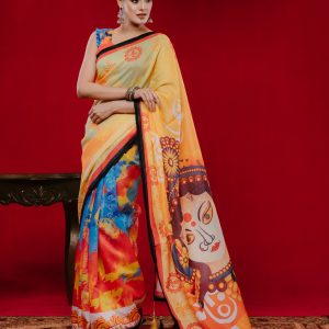Premium Digital Printed Half Silk Saree-2386S