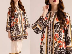 Stylish Printed V-Neck Shirt and Plain Trouser Set