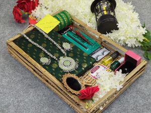 Premium Half Silk Jamdani Saree Combo Set - Green