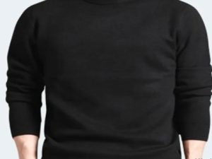 Premium Quality Solid Black Color High Neck Cotton Full Sleeve Sweater for Men