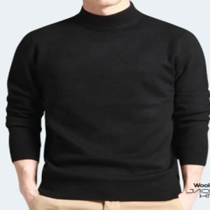 Premium Quality Solid Black Color High Neck Cotton Full Sleeve Sweater for Men