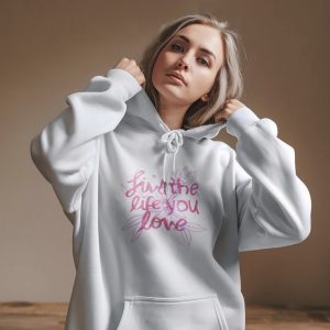 Premium Comfortable Printed Ladies Winter Hoodie ( White )