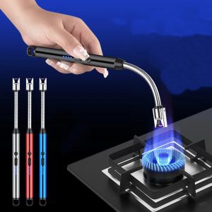 360° Outdoor Kitchen Lighter USB Rechargeable Portable Electronic Lighter Safety Lock