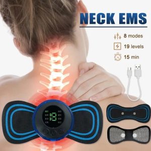 R A Products Body Massager Wireless Portable Neck Massager with 8 Modes and 19 Strength Levels Rechargeable Pain Relief EMS Massage Machine