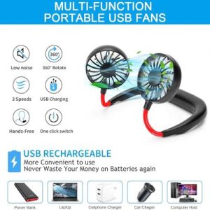 Neck Fan Portable Rechargeable, With USB - 3 Speed
