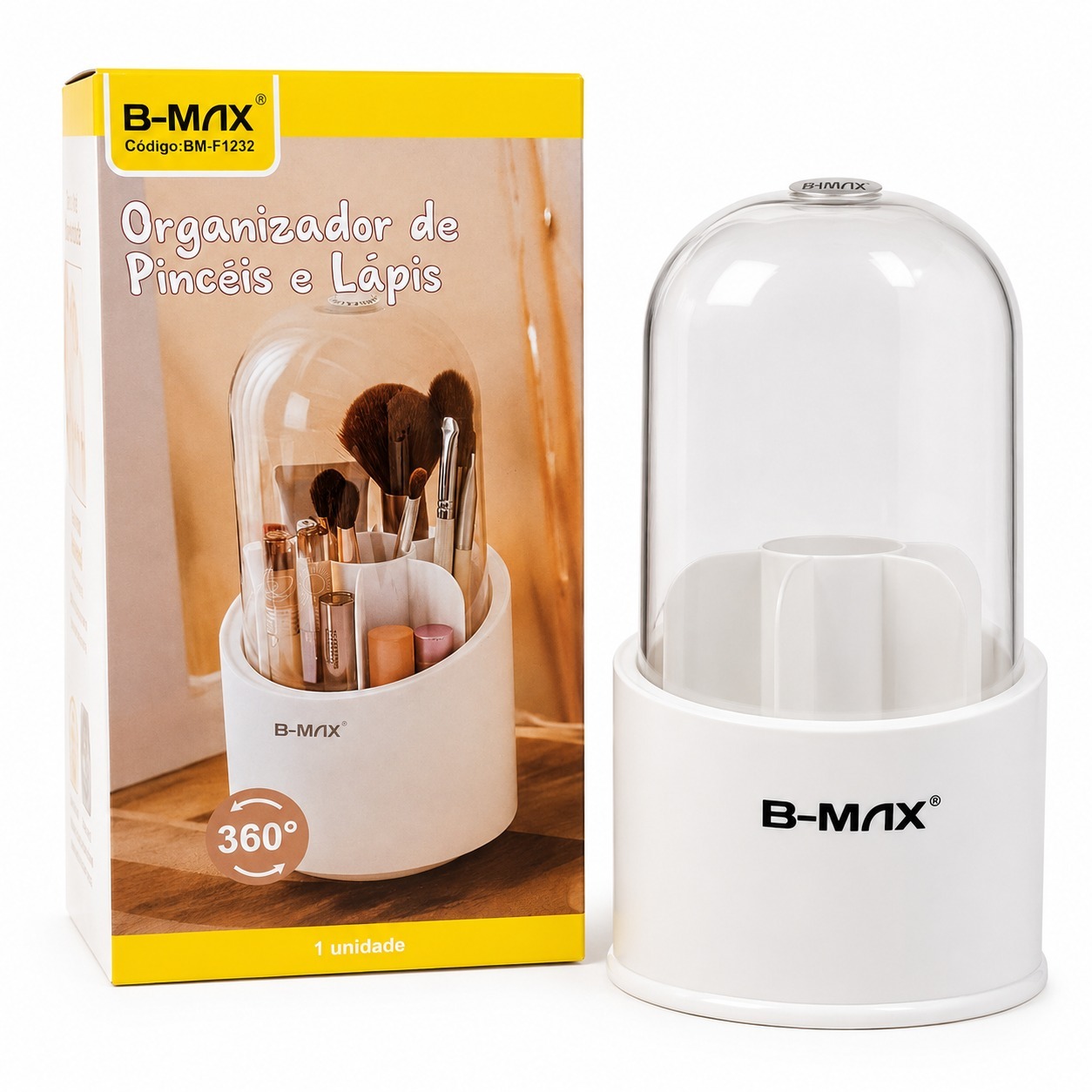 Makeup Brushes Lid Organizer Holder 360 Rotating Storage Multifunctional Desk